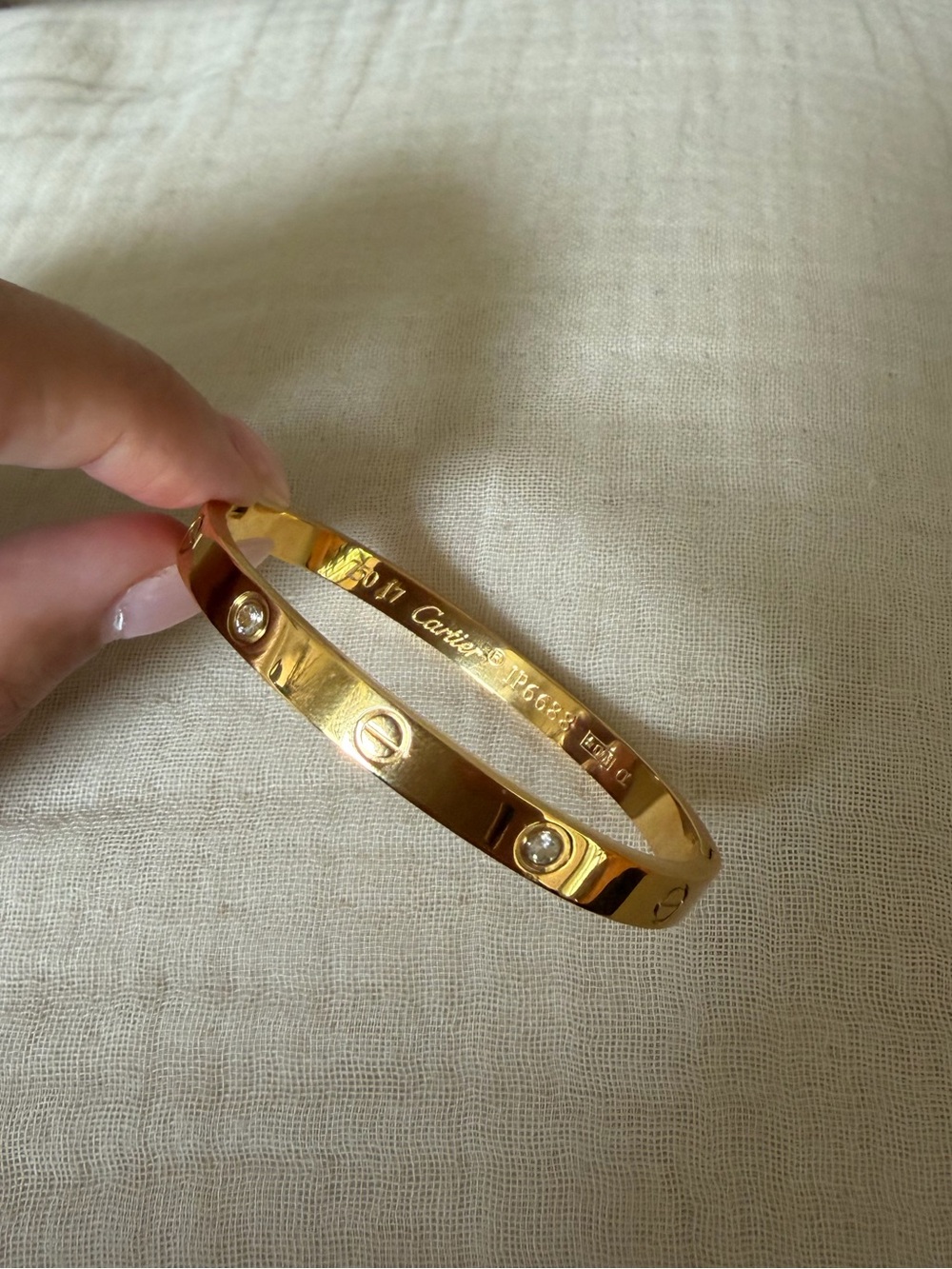 18K Plated LOVE Bracelet W/ Snap Closure - Picture 3 of 6